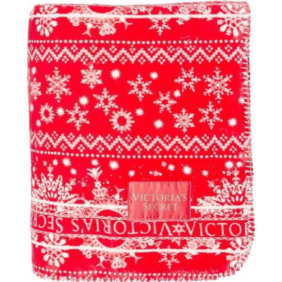Victoria Secret PINK Sherpa Blanket 60"x50 ' Red & White Holiday 2022 New Sealed - Picture 1 of 9